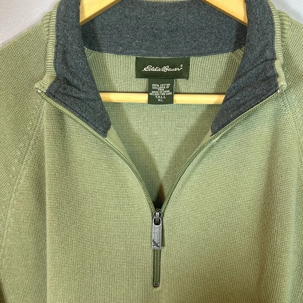 Eddie Bauer 1/4 Zip Long Sleeve Sweater Mens XLT